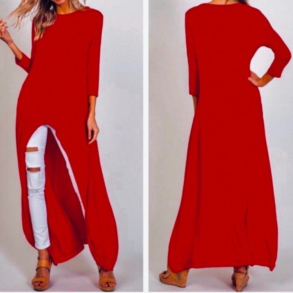 Red Knit Tunic ~ High-Low Top ~ *LAST 1* ~ NEW